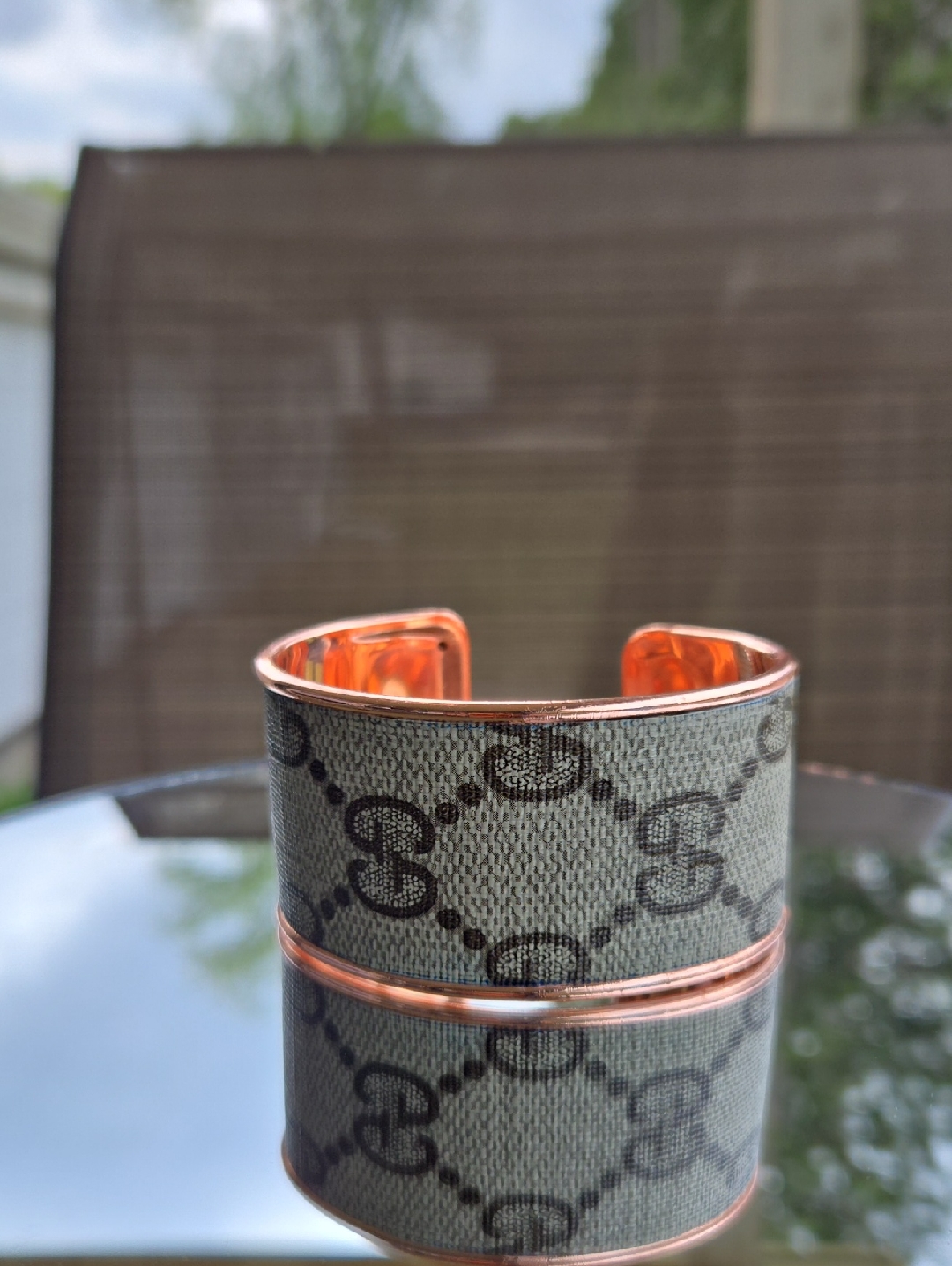 Upcycled Gg Monogram Copper Cuff Bracelet Nwot